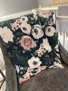 Levtex Home Fiori King Pillow Shams Dark Floral Buffalo Check Back Set of 2